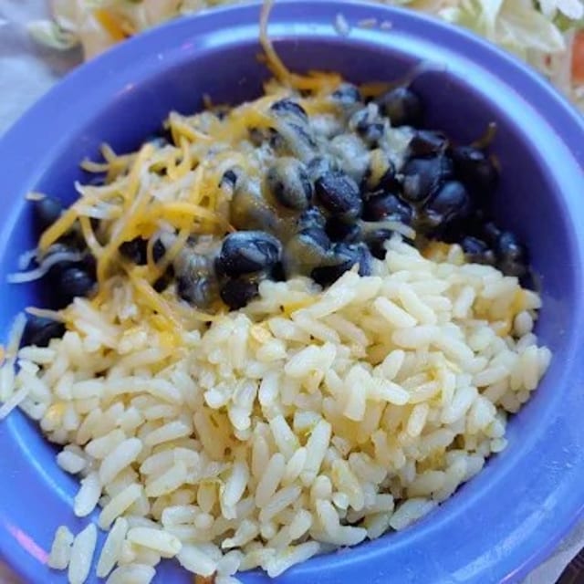 Black Beans or Refried Beans.