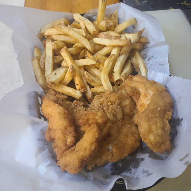 Kids Chicken Fingers and Fries.
