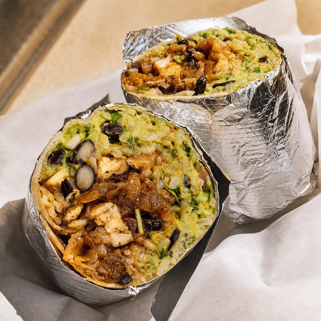 Buy 1 Burrito, Get 1 Half Off.
