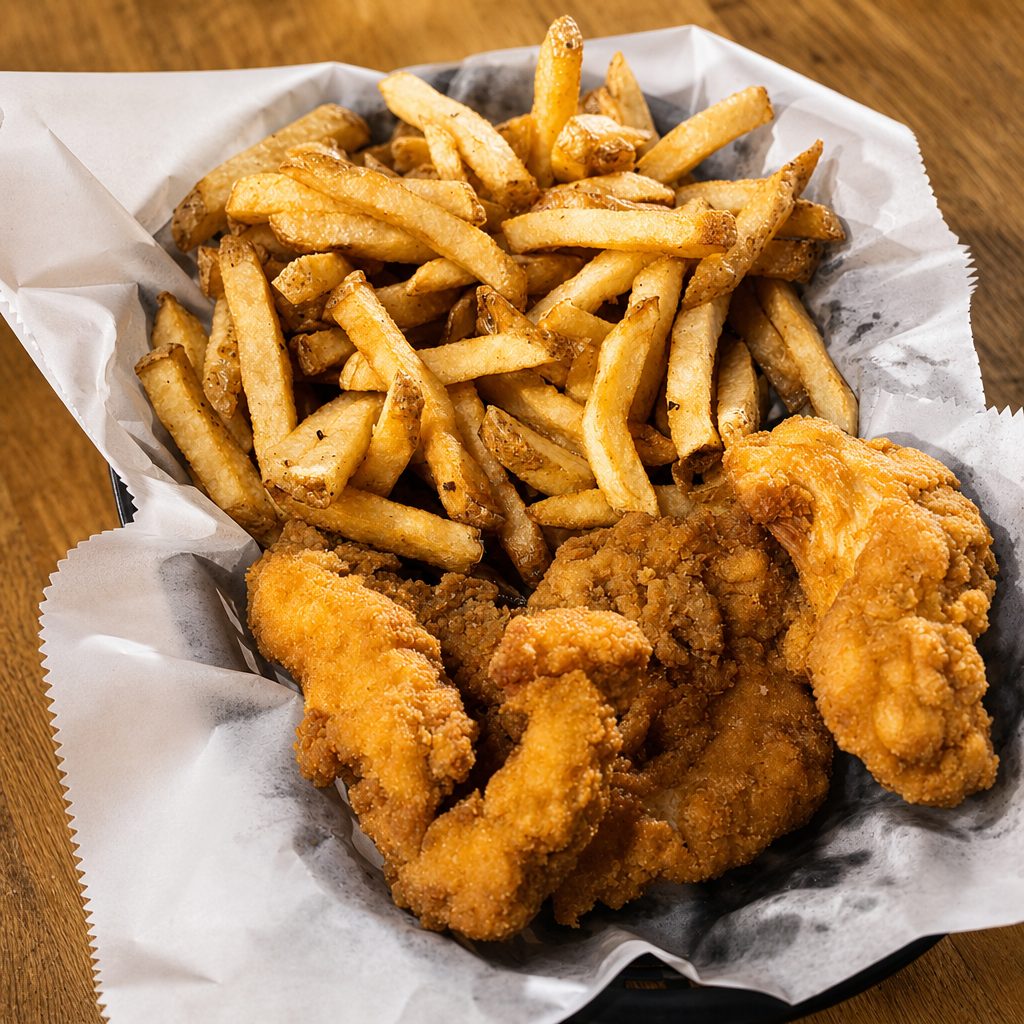 Kids Chicken Fingers and Fries.